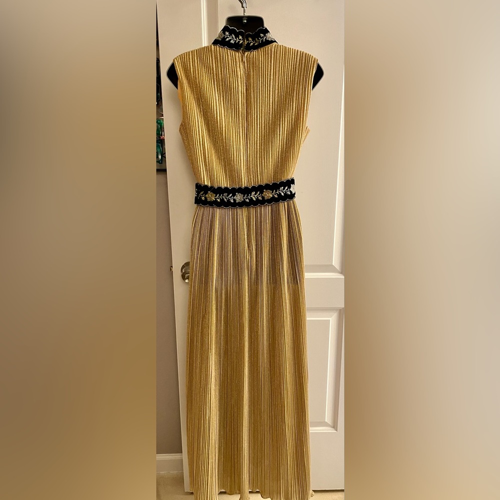 Elegant Gold and Black Sleeveless Dress - Picture 2 of 6